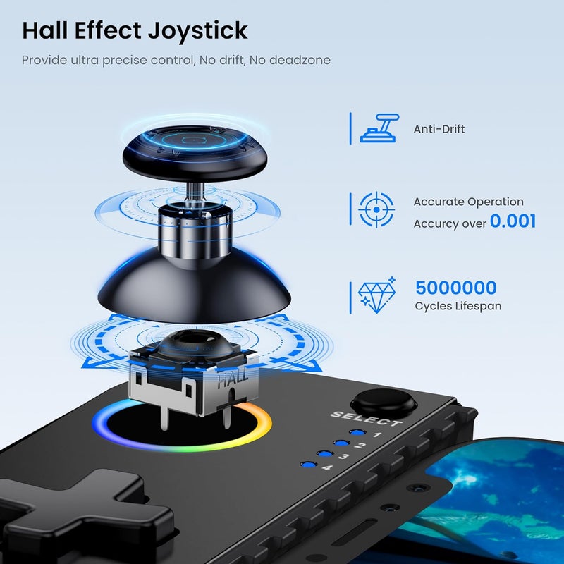 AXYBCOOL Store Wireless Mobile Controller for iPhone & Android - Hall Effect Joystick, No Drift - Compatible with Xbox Game Pass, Steam Link, Call of Duty, Roblox - Image 3
